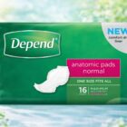 Depend Anatomic Pad Unisex 16 pads/pack, 4 packs/carton
