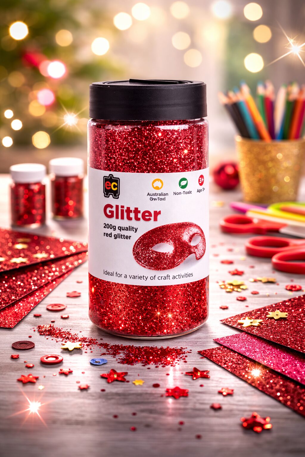 Glitter 200gm Jar Red