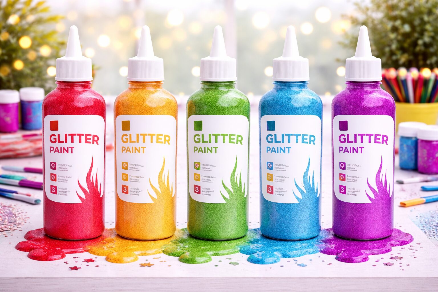 Glitter Paint 500ml bottle Asstd