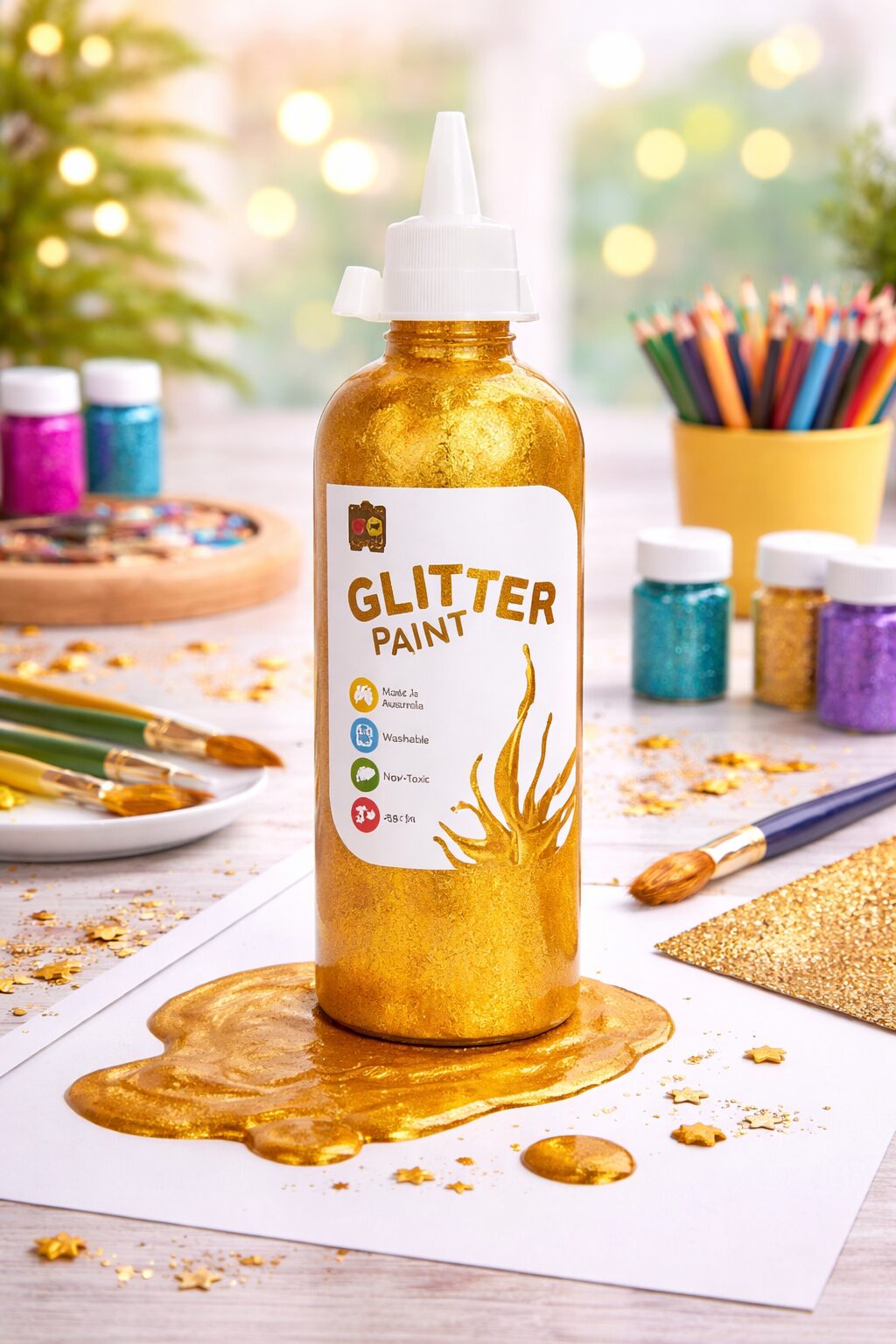 Glitter Paint 500ml bottle Gold