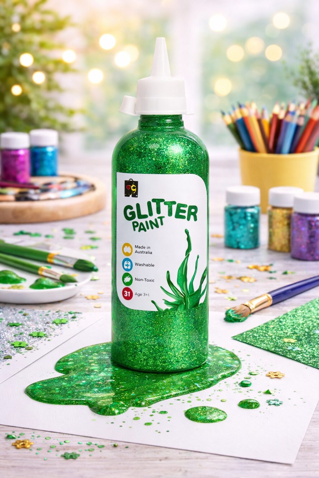 Glitter Paint 500ml bottle Green