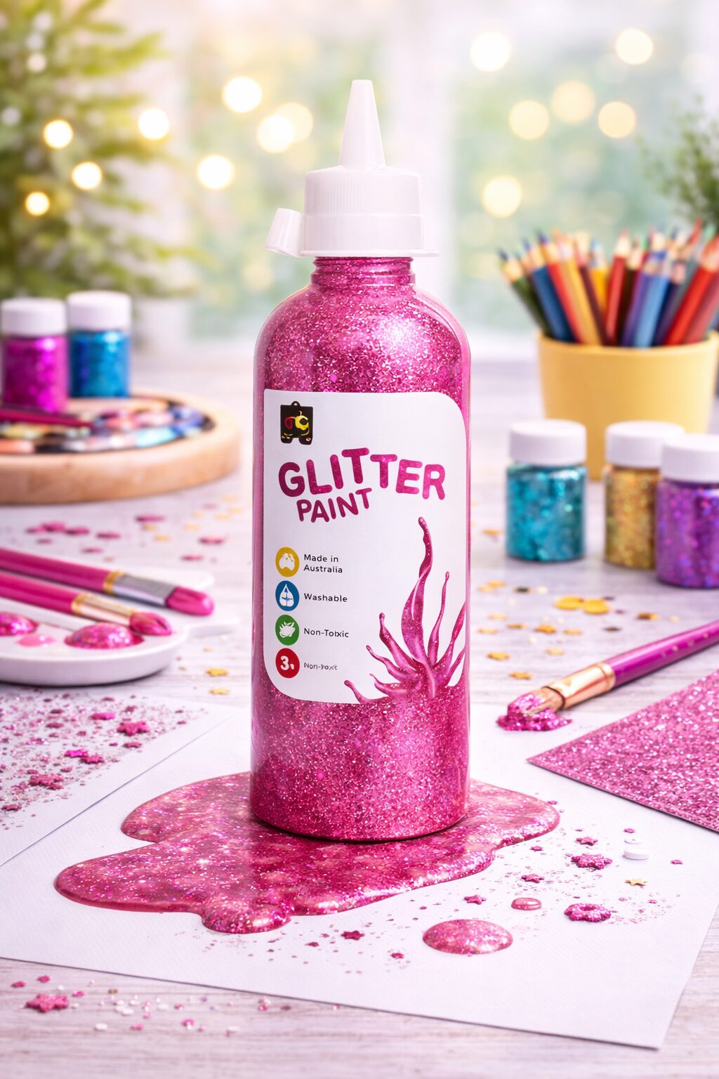 Glitter Paint 500ml bottle Pink