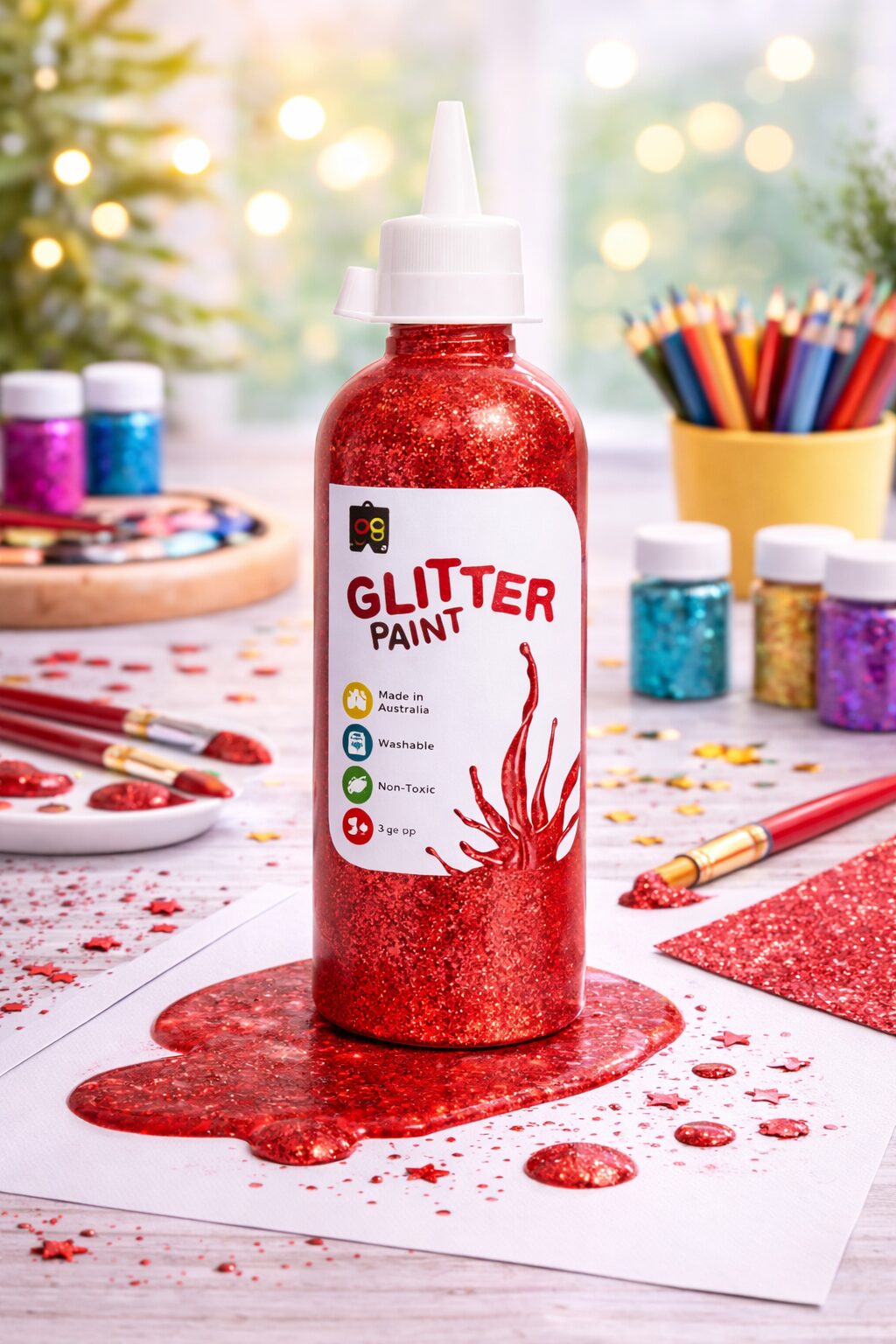 Glitter Paint 500ml bottle Red