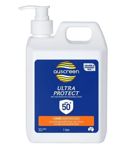 Auscreen Family SPF50+ Sunscreen Lotion (1 Litre Bottle with Pump)