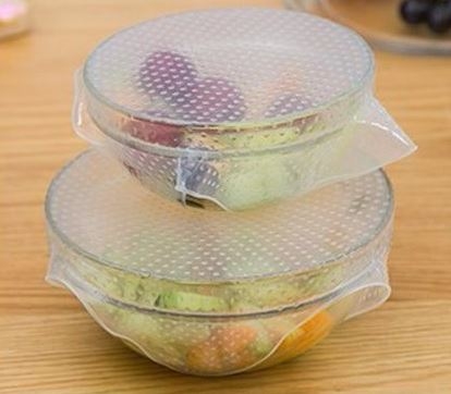 Reusable Food Fresh Keeping Silicone Stretch Lids Wrap Seal Vacuum Cover (8 PCS.)