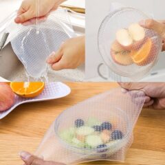 Reusable Food Fresh Keeping Silicone Stretch Lids Wrap Seal Vacuum Cover (8 PCS.)