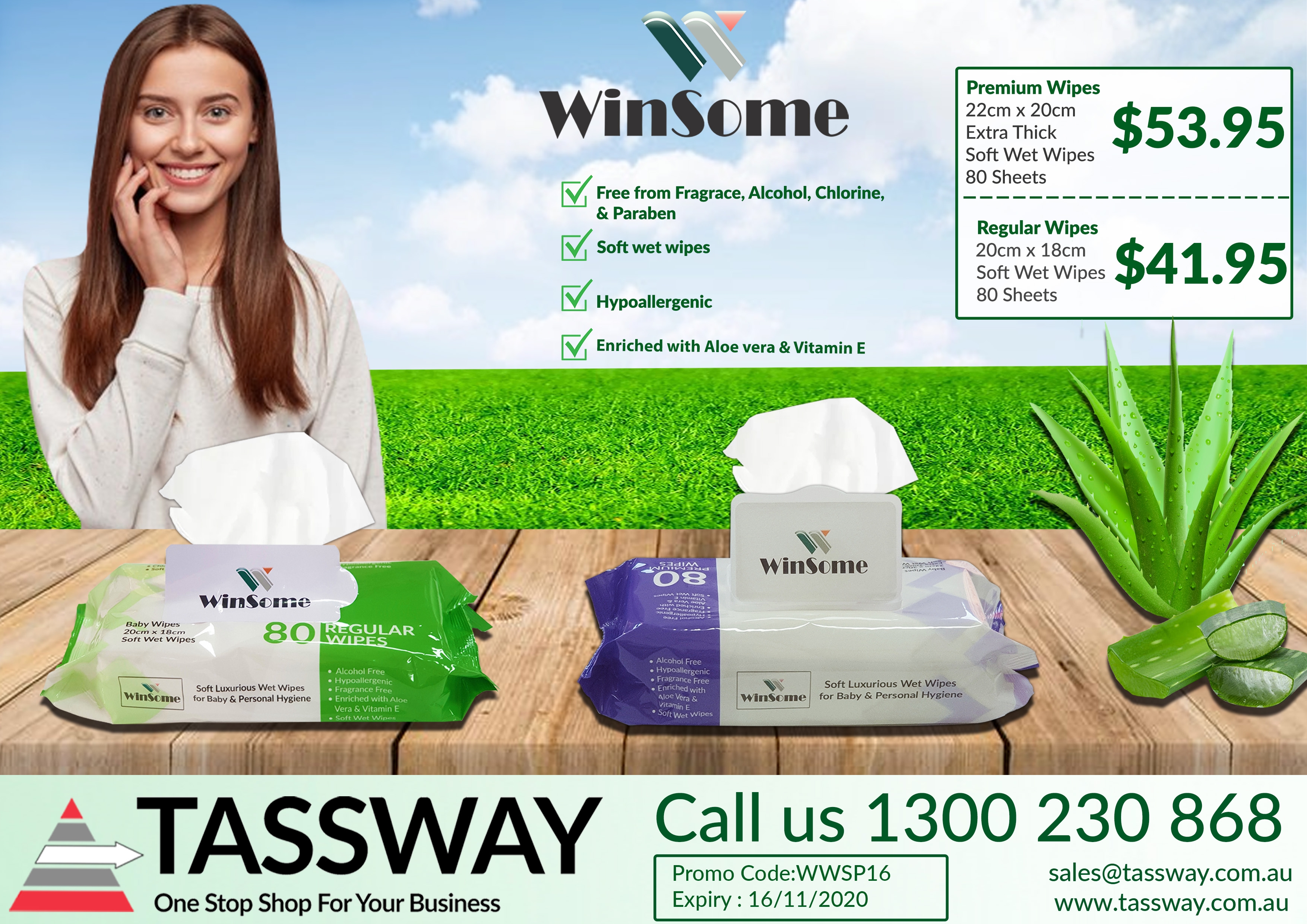 WINSOME Baby Wipes 80/Pack, 20 Packs/Carton -  Premium