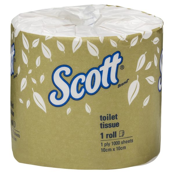 Scott® 4760 Toilet Tissue, 1 Ply, 1,000Sheets/Roll, 48 Rolls/Case