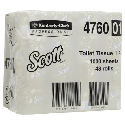 Scott® 4760 Toilet Tissue, 1 Ply, 1,000Sheets/Roll, 48 Rolls/Case