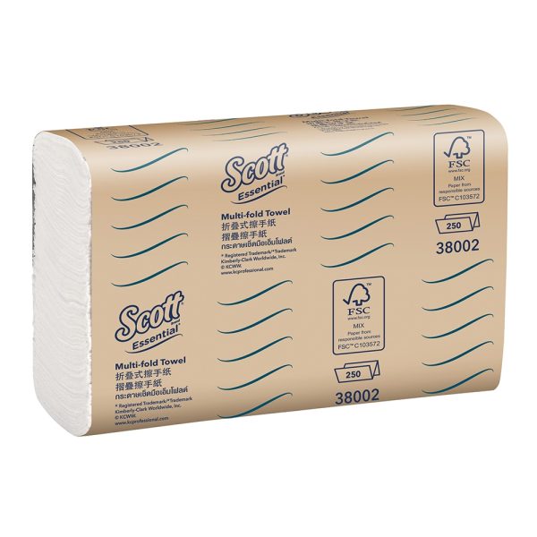 38002 Scott® Essential™ Multifold Hand Towel, 250 towels/pack, 16 packs/case