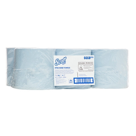 6668 Scott® Hard Roll Hand Towel, Blue 1 Ply, 304 Metres/Roll, 6 Rolls/Case 6668 Scott® Hard Roll Hand Towel, Blue 1 Ply, 304 Metres/Roll, 6 Rolls/Case