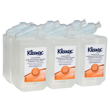 11554 Kleenex® Luxury Foam Antibacterial Soap - Fragrance Free & Dye Free 1000ml/cartridge, 6 Cartridges/Case