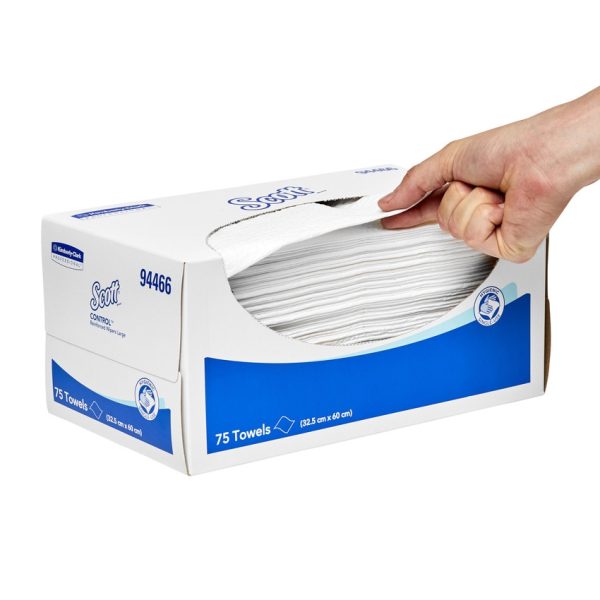 94466 Scott Control Wipers Reinforced Large, 75 Wipers/Carton, 6 Cartons/Case