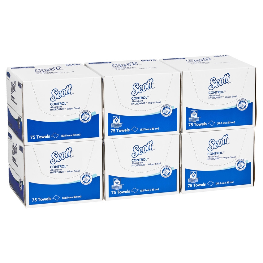 94476 Scott Control Wipers Absorbent Hydroknit Small, 75 Wipers/Carton, 6 Cartons/Case