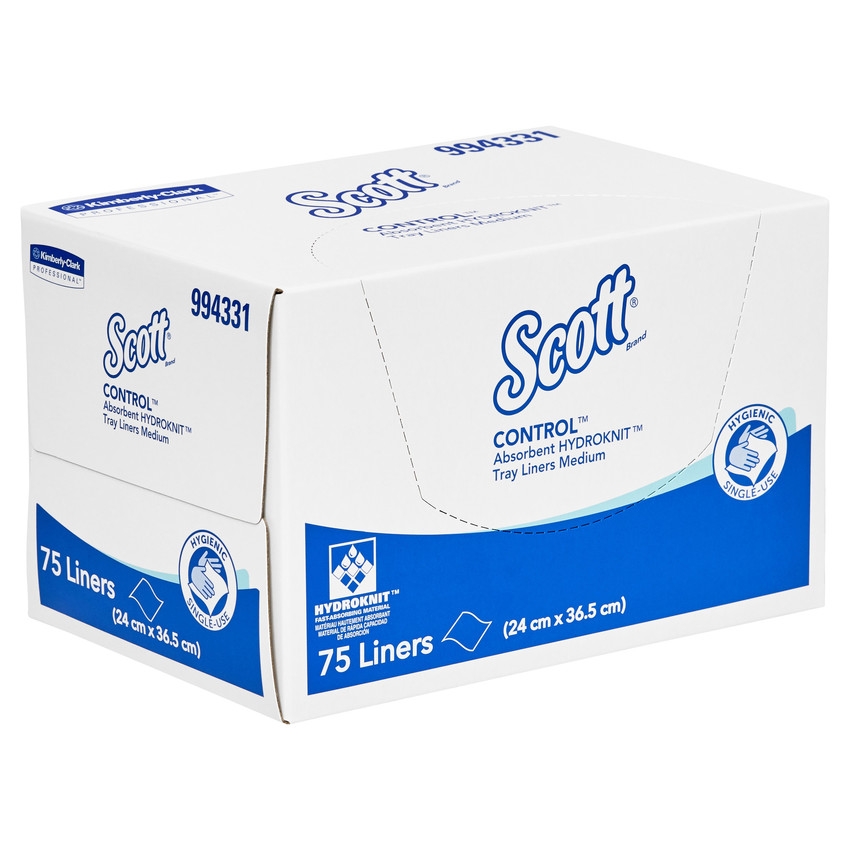 994331 Scott Control Tray Liner Absorbent Hydroknit Medium, 75 Sheets/Packs, 6 Packs/Case