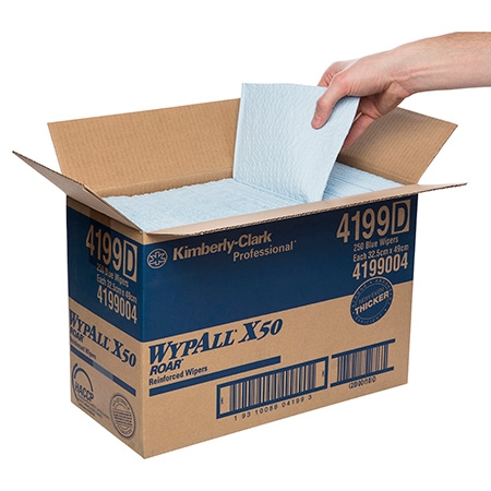 4199 Wypall™  X50 Single Sheet Wiper, Blue, 250 Wipers/Case