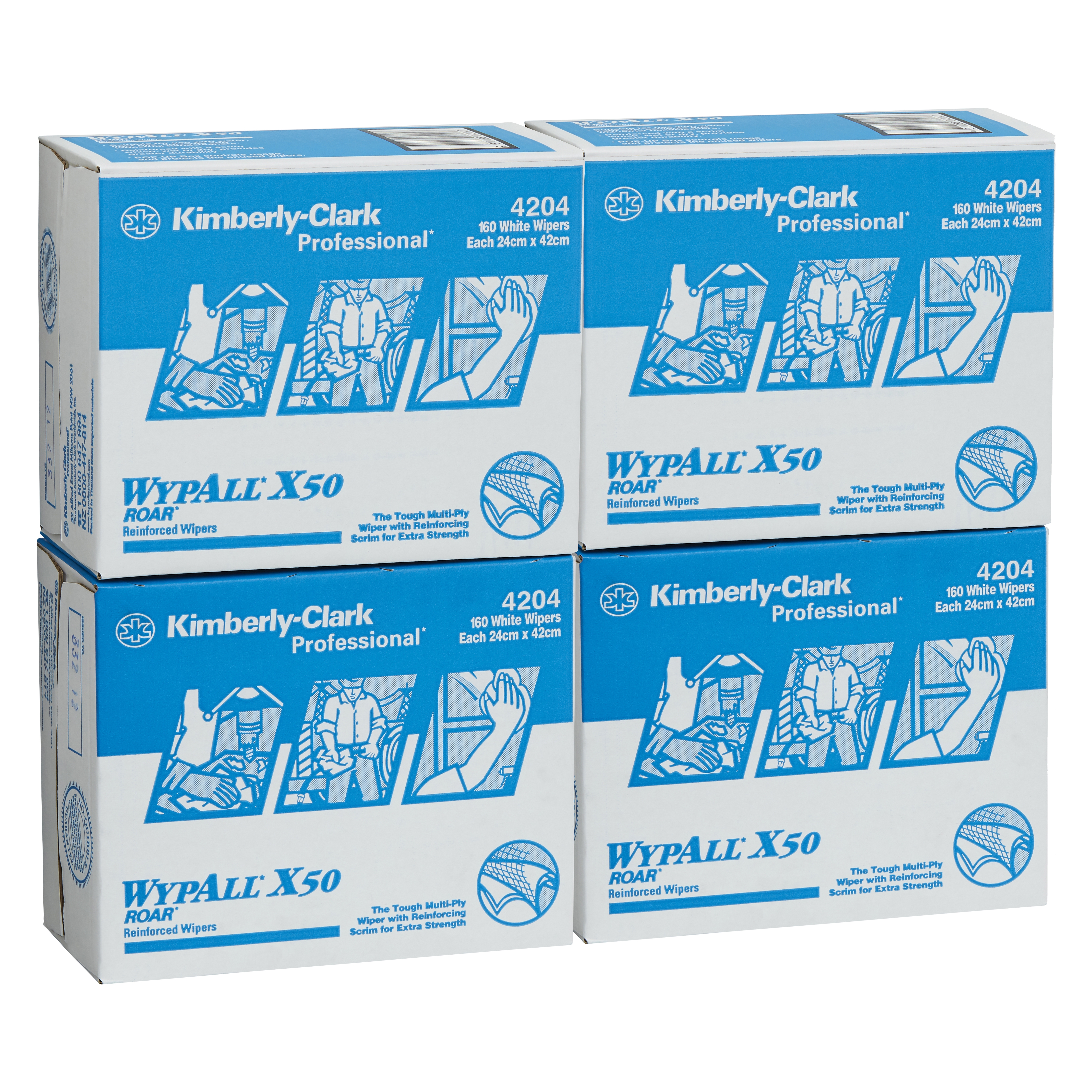 4204 Wypall™ X50 Pop-Up Wiper, White, 160 Wipers/Box, 4 Boxes/Case