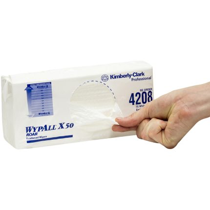 4208 Wypall™ X50 Single Sheet Wiper, White, 75 Wipers/Pack, 8 Packs/Case