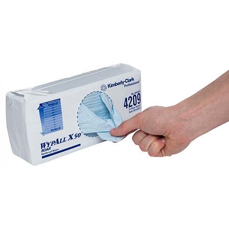 4209 Wypall™ X50 Single Sheet Wiper, Blue, 75 Wipers/Pack, 8 Packs/Case