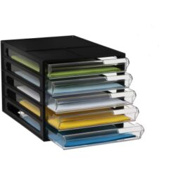 Desktop File Organizer 5 Drawer Black