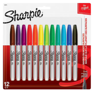 Sharpie Fine Permanent Markers Assorted 12 Pack