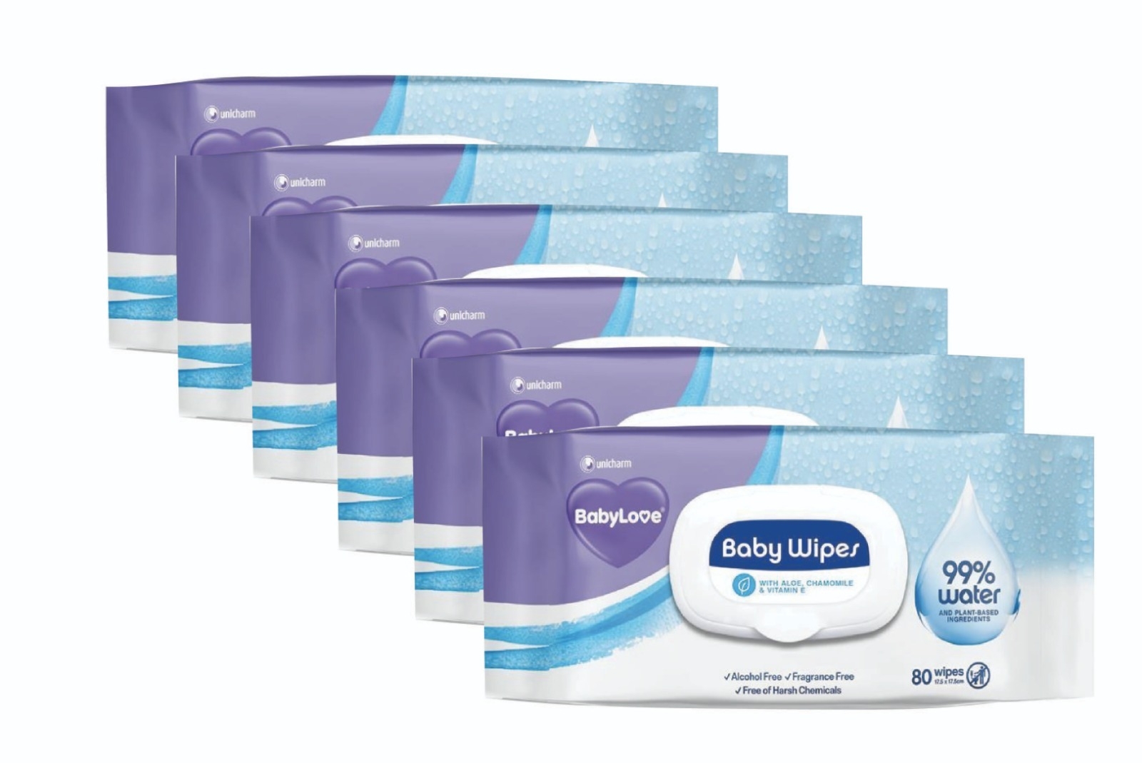 Baby Love Water Wipes 6 x 80's